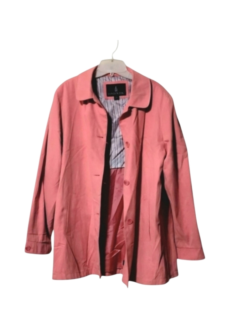 London Fog Barbiecore Pink Velvety Button Down Pea Coat Size Large Regular